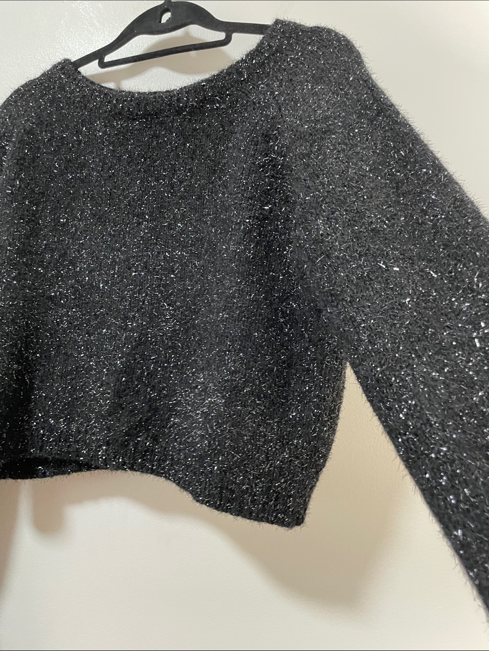 All Saints Sparkle Metallic Black Scoop Neck Knit Sweater - Picture 10 of 16
